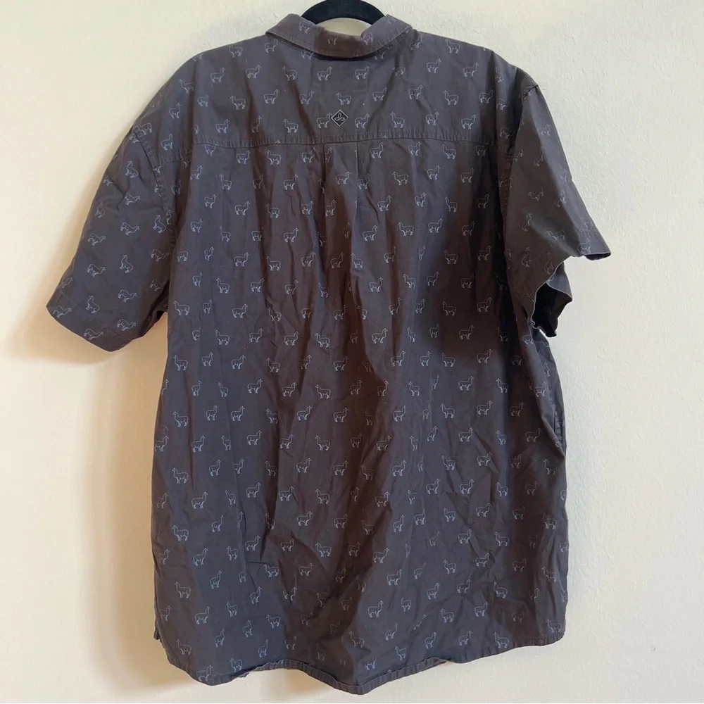 Prana mens black llamas pattern short sleeve button down xxLarge - Picture 2 of 2